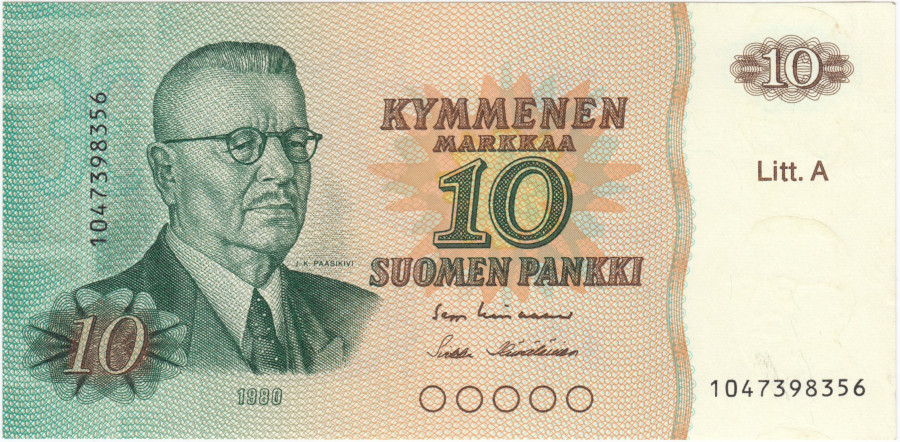10 Markkaa 1980 Litt.A 1047398356